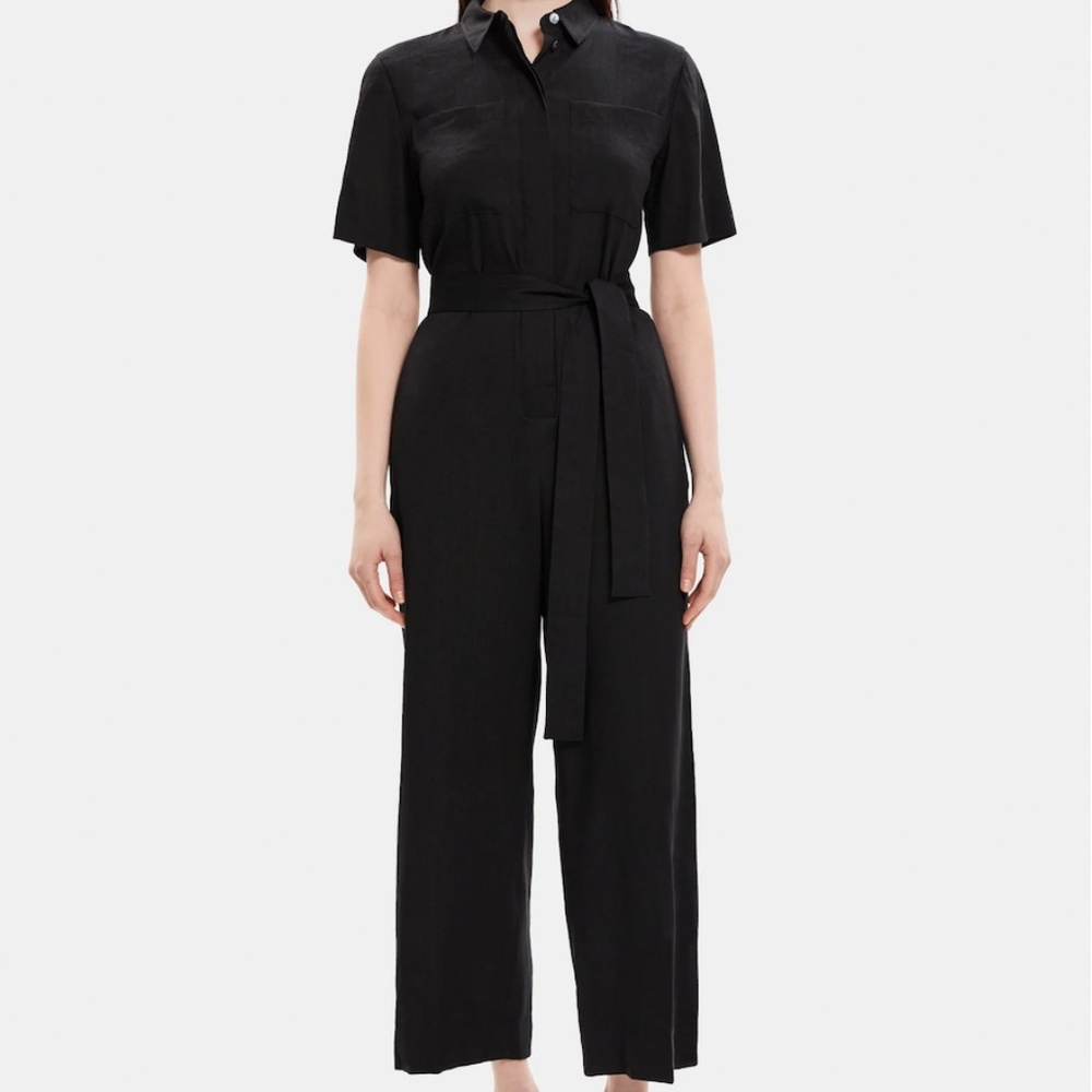 THEORY Utility Jumpsuit in Linen-Blend